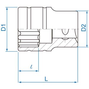 1/2" Đầu tuýp 12 cạnh ngắn hệ mét Kingtony 4330MR