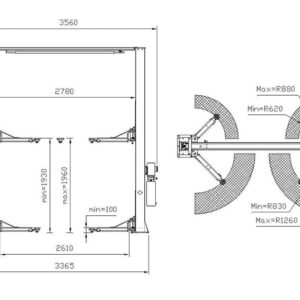 4T Cầu nâng hai trụ không có tấm sàn Kingtony 9TYP821